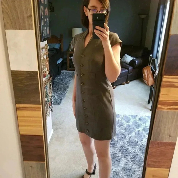 Spense Gray Button Front Dress + 8 - Picture 7 of 8